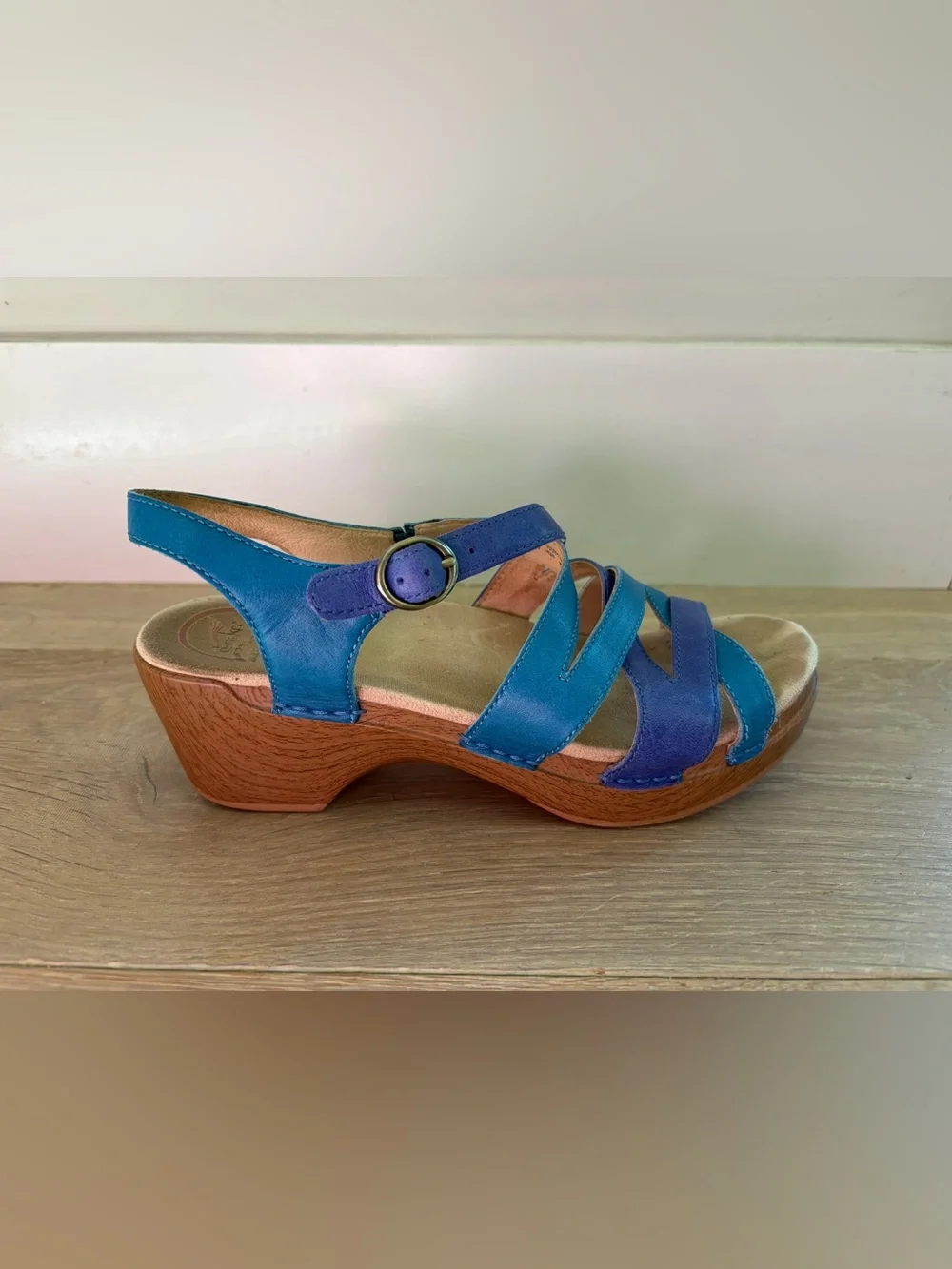 Dansko Stevie wedge sandals blue strappy beach summer preppy - Picture 8 of 9